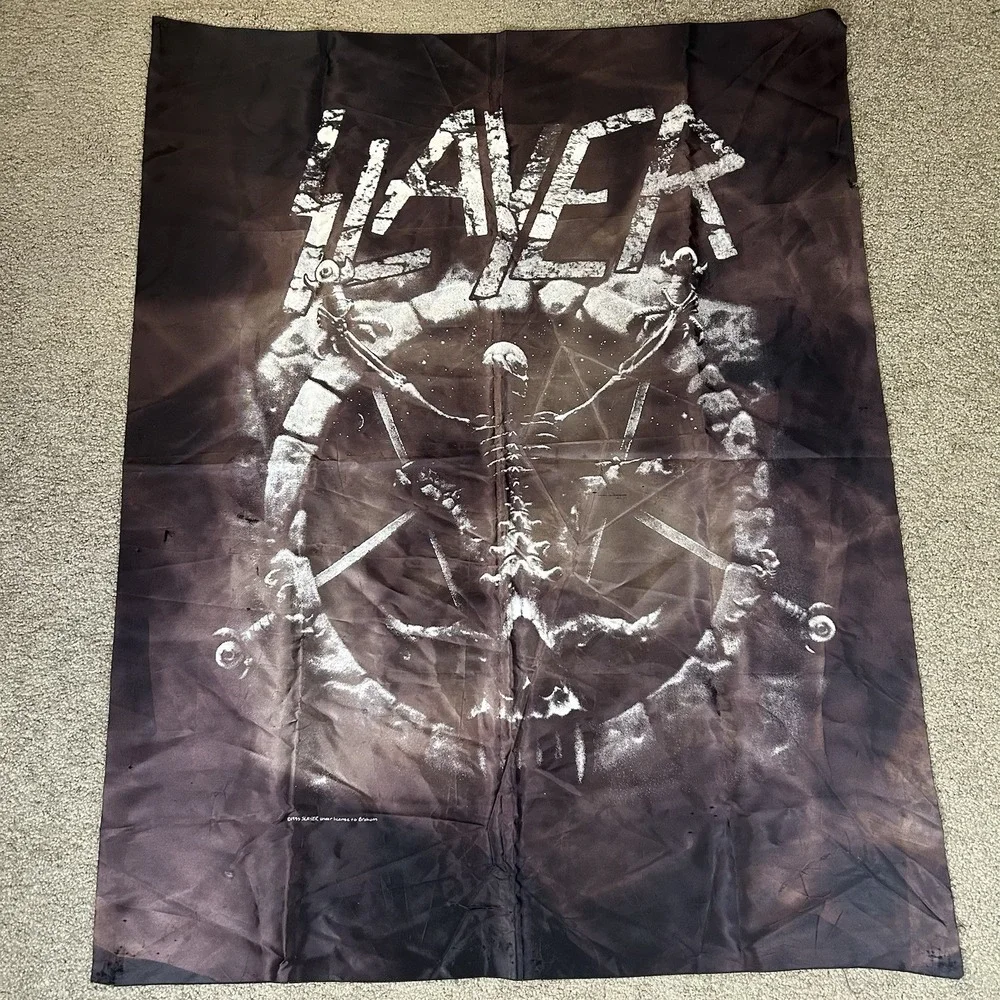 Vintage 1995 Slayer Tapestry Flag Brockum Rare Thrash Divine Intervention Metal